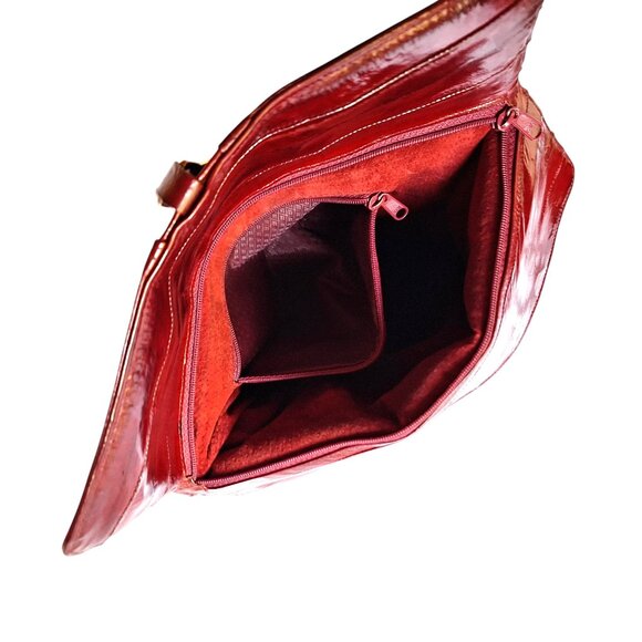 Vintage 80's Eel skin Burgundy Shoulder / Crossbody Bag - Picture 5 of 12